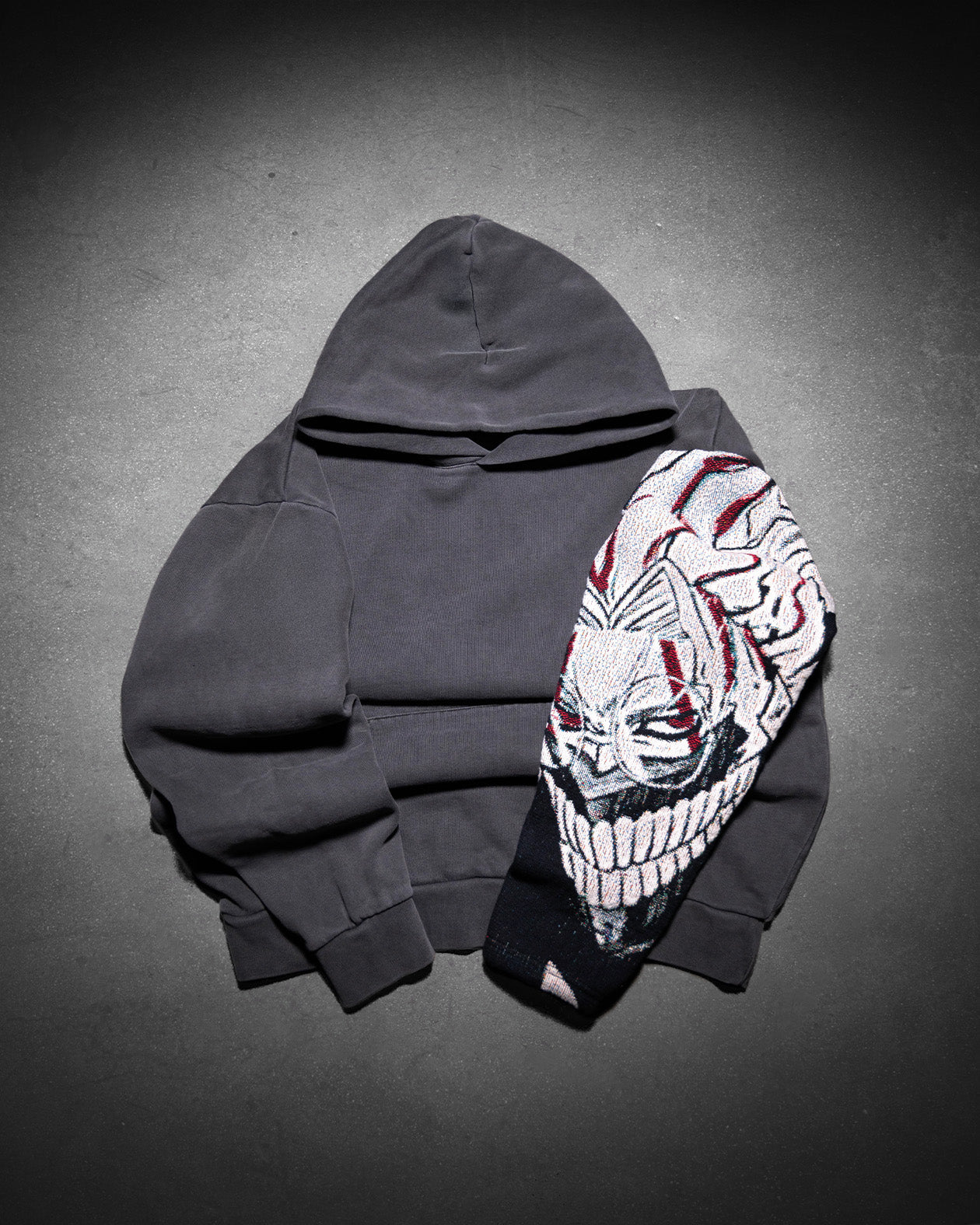 YOKAI / Faded Charcoal Streetwear Box Hoodie