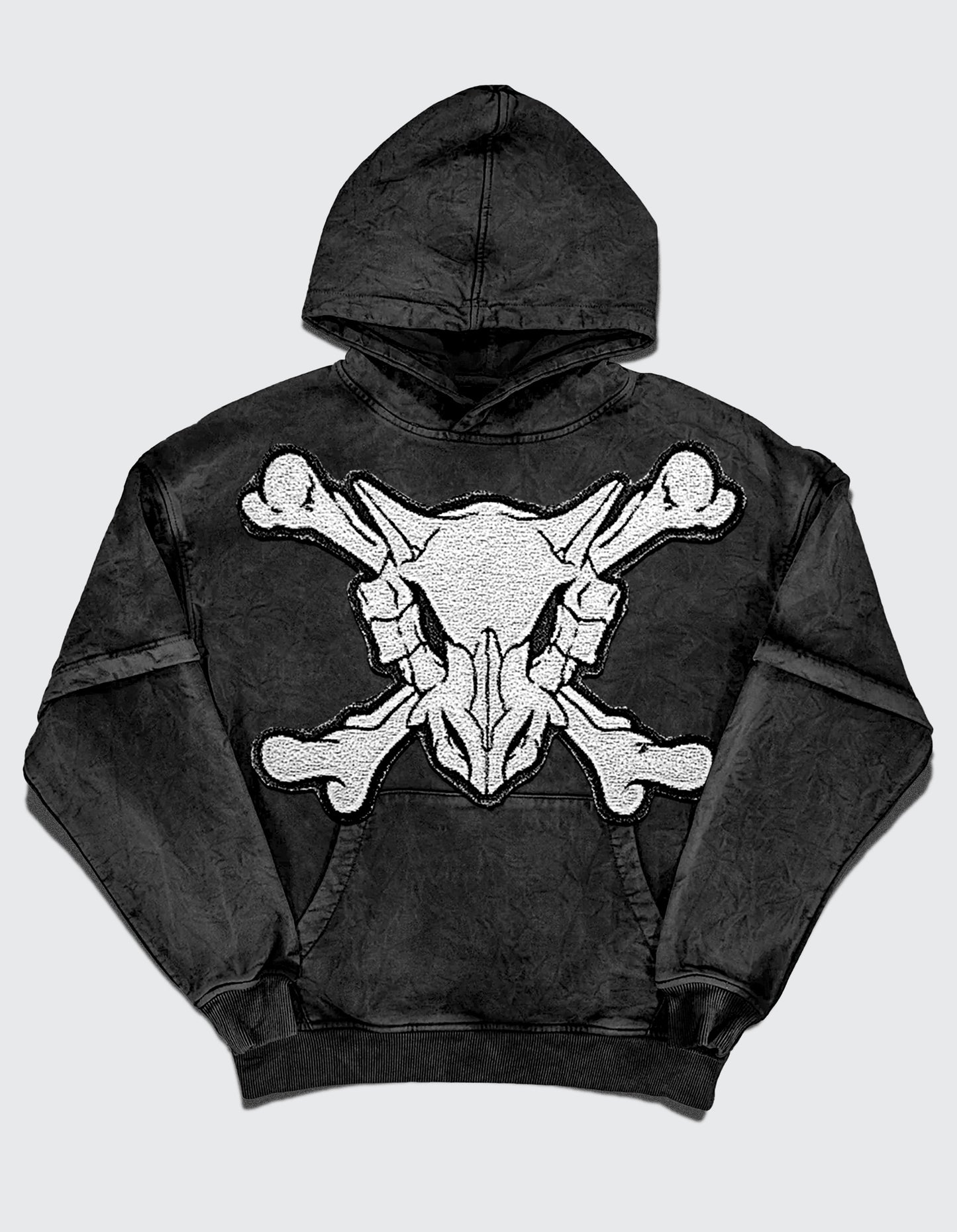 BONE CLUB / Double Sleeved Oversized (36oz) Washed Black